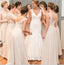 A-Line Chiffon Cheap Top Lace V-Back Scoop Long Peach Modest Unique Newest Bridesmaid Dresses , WG262
