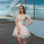 Cap Sleeves See-Through Cheap Free Custom Junior Short  Homecoming Dress with Lace, BD0245