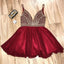 A-Line Deep V-Neck Popular Short Junior Cheap Sparkly Shinning Homecoming Dress, BD0235