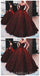 Burgundy A-Line Sparkly Strapless Modest Long Prom Dresses, Ball Gown, PD1156