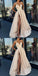 A-Line Formal Custom Spaghetti Straps Sweep Train Split Front Prom Dresses with Belt, PD0943 - SposaBridal