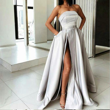 Floral Prom Dresses, A-line Prom Dresses, V-neck Prom Dresses, Long Prom Dresses, PD0695