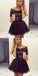 Simple Cheap Junior A-Line Off-the-Shoulder Short Black Tulle Homecoming Dresses,BD0253