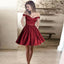 Simple Cheap Hot Sale A-Line Off-the-Shoulder Short Satin Homecoming Dresses,BD0254
