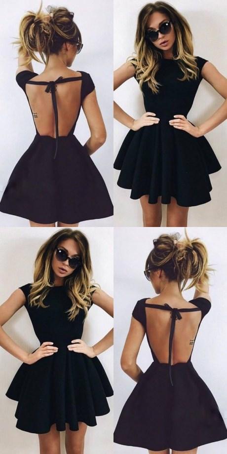 Backless A-Line Scoop Short Black Simple Cheap Homecoming Dresses, Sex SposaBridal Backless A-Line Scoop Short Black Simple Cheap Homecoming Dresses, Sex SposaBridal
