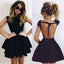 Backless A-Line Scoop Short Black Simple Cheap Homecoming Dresses, Sexy Short Prom dress, BD0256