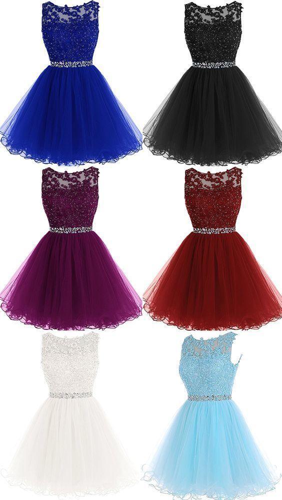 A-Line Sleeveless Beads Tulle Short Colorful Free Custom Junior Homecoming Dresses, BD0231 - SposaBridal
