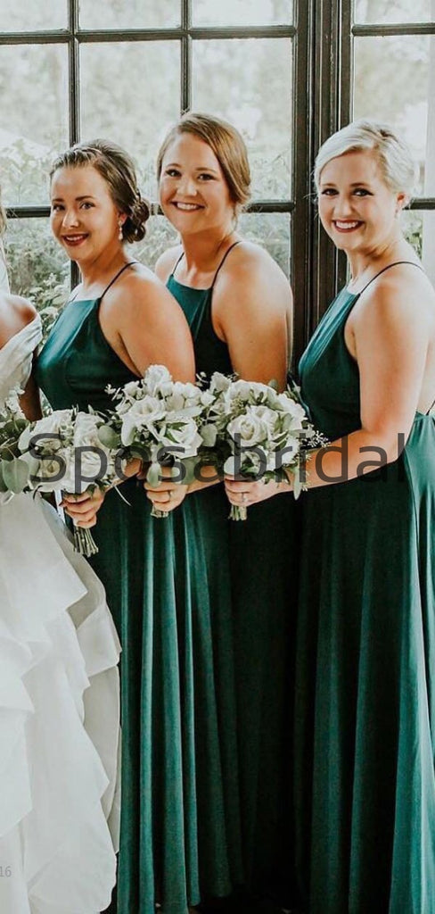 A-line Dark Green Cheap Beach Summer Bridesmaid Dresses WG843
