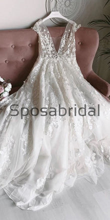 A-line Lace Long Beach Dream Vintage Wedding Dresses WD0475