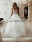 A-line Lace Straps Vintage Tulle Modest Romantic Wedding Dresses  WD0375