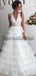 A-line Lace V-Neck Vintage Tulle Country Romantic Wedding Dresses  WD0377