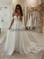 A-line Lace Vintage Sparkly Off the shoulder Wedding Dresses, Modest Prom Dresses WD0371