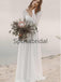 A-line Long Sleeves Chiffon Lace Vintage Long Wedding Dresses WD0536