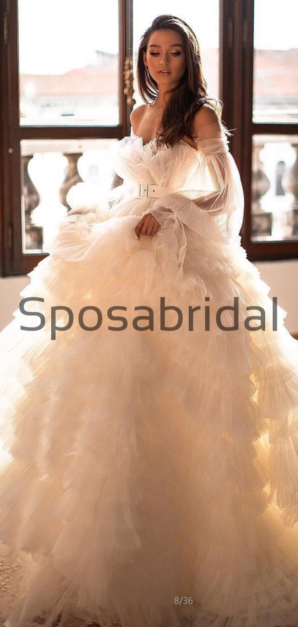 A-line Long Sleeves Tulle Princess Country Wedding Dresses, Prom Dress SposaBridal A-line Long Sleeves Tulle Princess Country Wedding Dresses, Prom Dress SposaBridal