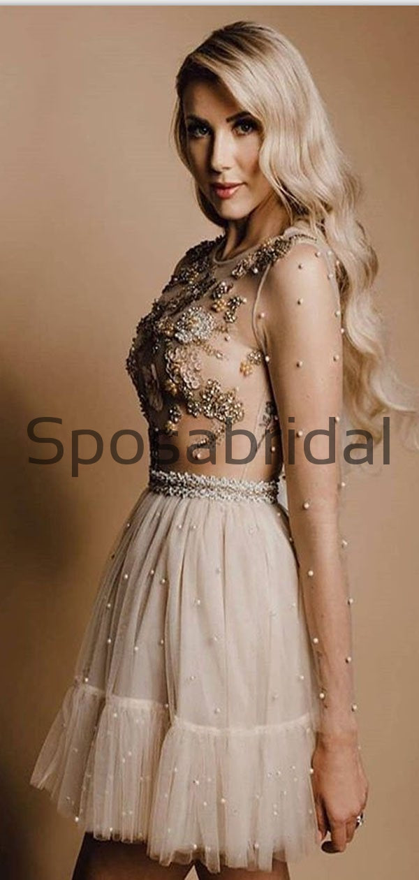 A-line Long Sleeves Beaded Modest Homecoming Dresses BD0429 SposaBridal A-line Long Sleeves Beaded Modest Homecoming Dresses BD0429 SposaBridal