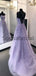 A-line Mermaid Purple Lace Straps Modest Prom Dresses PD2137