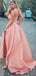 A-line Modest Strapless Pink Satin Prom Dresses PD2348