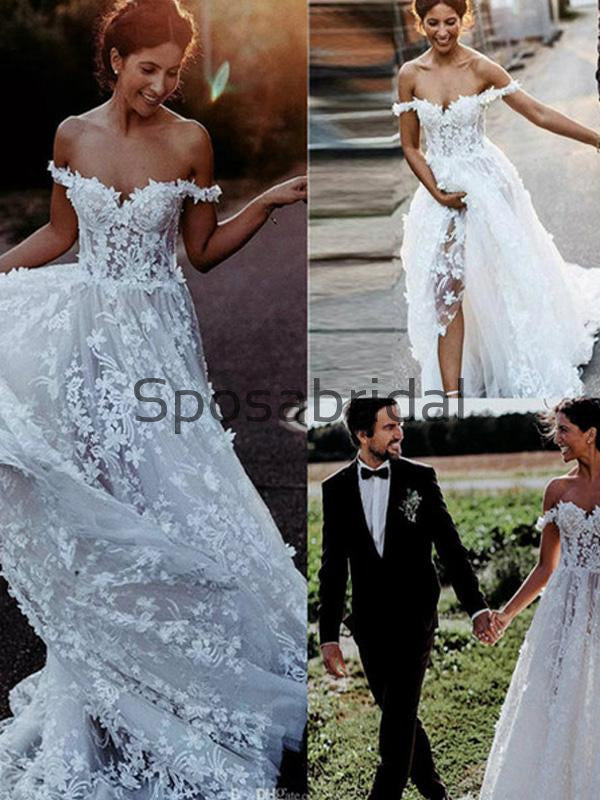 Off the shoulder country wedding dresses | Beachweddingtips.com
