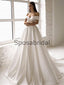 A-line Off the Shoulder Satin Vintage Simple Wedding Dresses WD0407