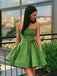 Strapless A-line Sage Green Unique Pretty Short Homecoming Dresses, BD0431