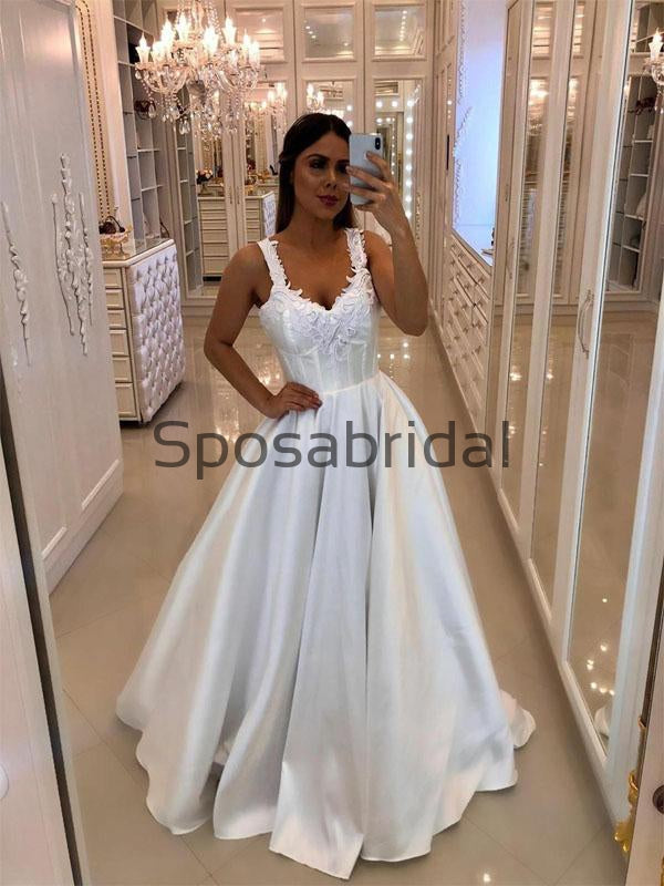 A-line Satin Dream Simple Vintage Wedding Dresses, Ball Gown WD0482 SposaBridal A-line Satin Dream Simple Vintage Wedding Dresses, Ball Gown WD0482 SposaBridal