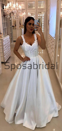A-line Satin Dream Simple Vintage Wedding Dresses, Ball Gown WD0482