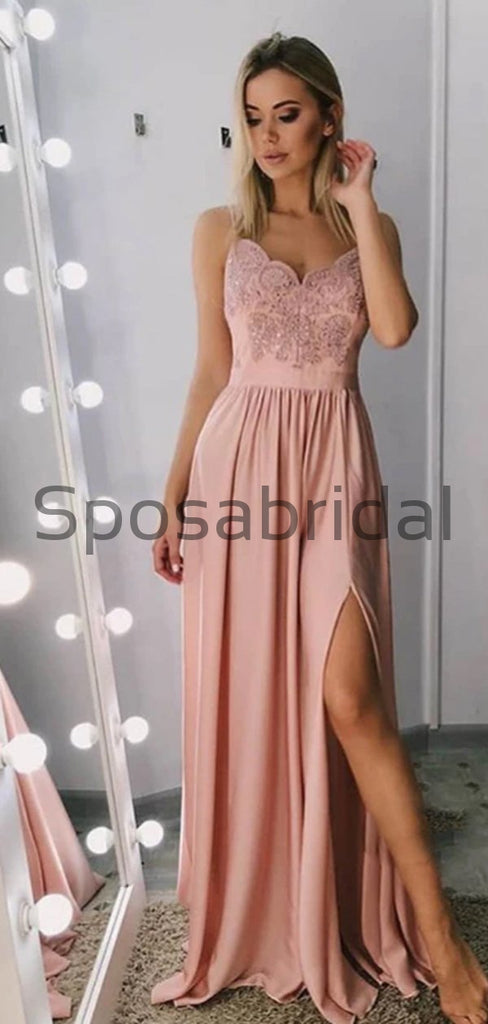 A-line Spaghetti Straps Popular Lace Modest Prom Dresses PD2157
