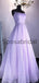 A-line Sparkly Sequin Unique Purple Lilac Modest Prom Dresses PD2189