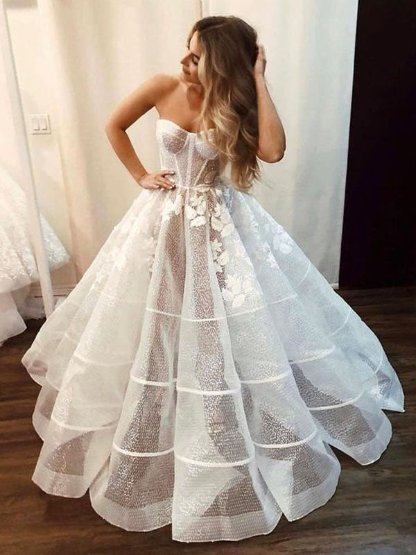 Sexy Sparkly See-through A-line Sweetheart Tulle Elegant Prom Dresses, SposaBridal Sexy Sparkly See-through A-line Sweetheart Tulle Elegant Prom Dresses, SposaBridal