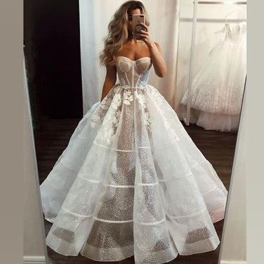 Sexy Sparkly See-through A-line Sweetheart Tulle Elegant Prom Dresses, PD1752