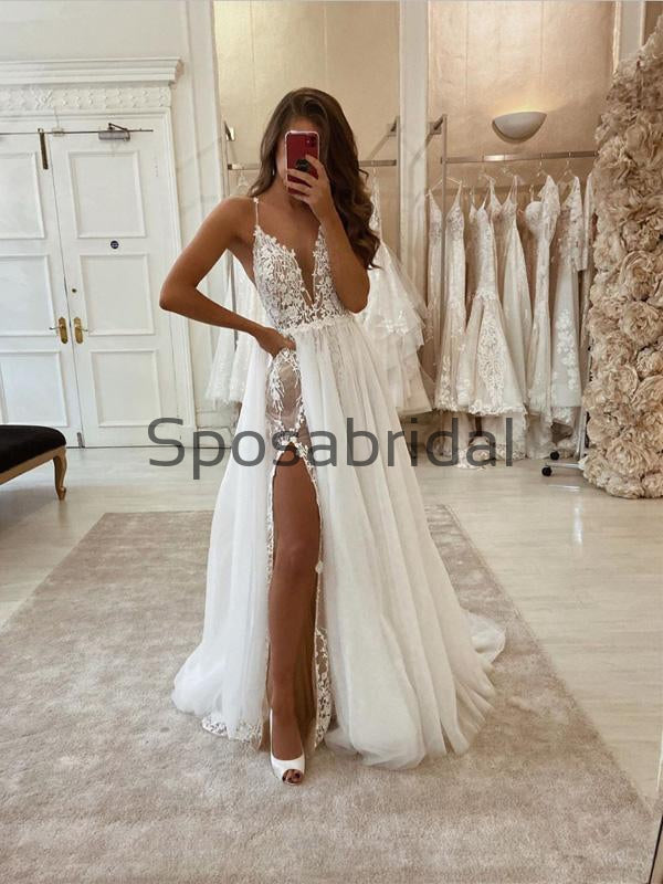 A-line Unique Vintage Modest Wedding Dresses, Long Prom Dresses WD0415 – SposaBridal A-line Unique Vintage Modest Wedding Dresses, Long Prom Dresses WD0415 – SposaBridal
