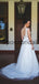 A-line V-Neck Tulle Chic Modest Lace Beach Wedding Dresses WD0568