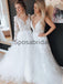 A-line V-Neck White Country Popular Modest Wedding Dresses WD0420