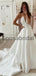 A-line Vintage Satin Unique Princess Long Wedding Dresses WD0417