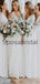 A-line White Long Sleeves Lace Long Bridesmaid Dresses WG872
