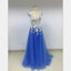 A-line Blue V-Neck Charming Discount Cheap Prom Dresses Online,DD014 - SposaBridal
