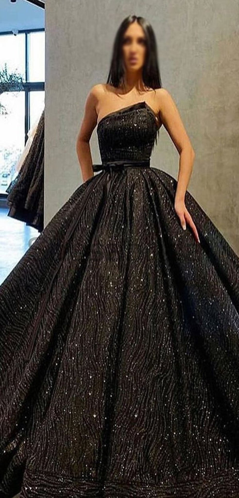 A-line Gorgeous Black Sequin Sparkly Long Fashion Prom Dresses, Ball G ...