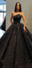 A-line Gorgeous Black Sequin Sparkly Long Fashion Prom Dresses, Ball Gown PD1515