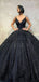 A-line Gorgeous High Quality Black Sequin Sparkly Long Prom Dress, Ball gown, PD1520