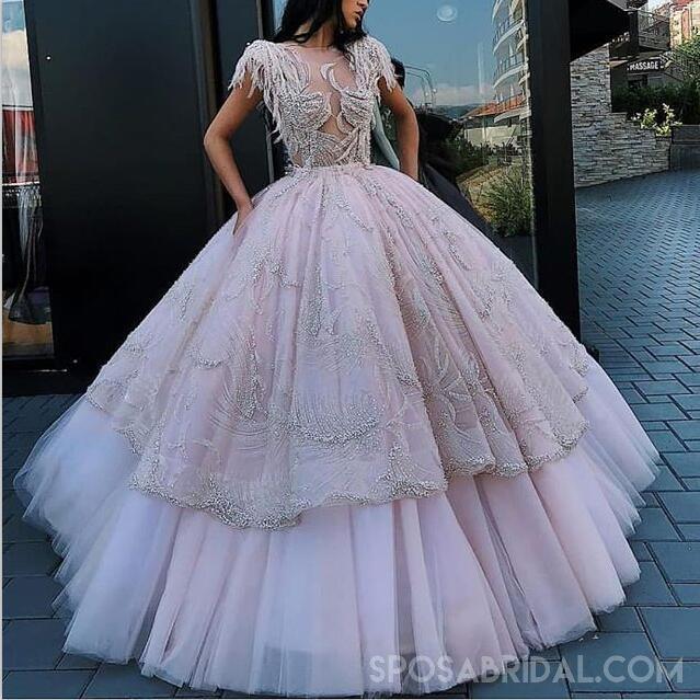Beautiful Hot Pink Diamond Work Net Wedding Gown sale offer