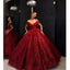 A-line Red V-neck Off the shoulder Modest Gorgeous Long Prom Dresses PD1535