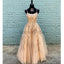 A-line Spaghetti Straps Lace and Tulle Popular Formal Long Prom Dresses PD1610