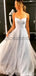 A-line Spaghetti Straps Sparkly Ivory Long Shining Gorgeous Prom Dresses PD1732