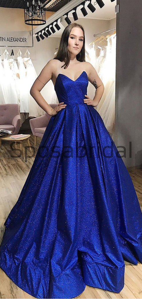 A-line Stapless Royal Blue Gorgeous Popular Sparkly Prom Dresses PD2135