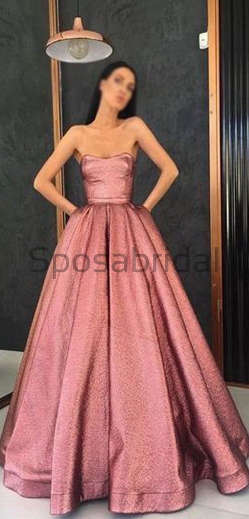 A-line Straps Sparkly Custom High Quality Elegant Long Prom Dresses, evening dress PD1545