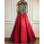 A-line Top Beading Red Sparkly Long Modest Elegant Prom Dresses, Chamring Prom Dress,PD1386