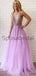 A-line Tulle Elegant Modest Formal Lilac Hot Sale Prom Dresses, Long Prom Dress PD1811