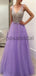 A-line Tulle V-Neck Strapless Fashion Sparkly Modest Prom Dresses, Long Prom Dresses PD1812