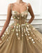 A-line Unique Deiagn Tulle Formal Modest Long Prom Dresses with appliques PD1614