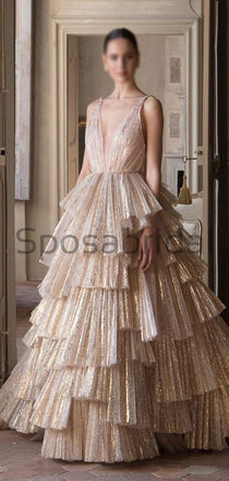 A-line Unique Design V-Neck Long Modest Fashion Formal Prom Dresses PD1751